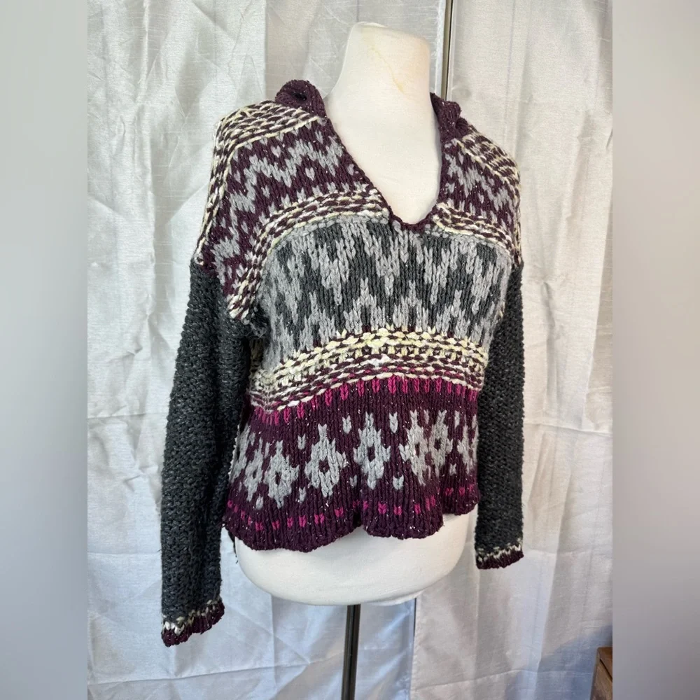 Free People fair Isle Aztec grey and purple sweater - Picture 8 of 10
